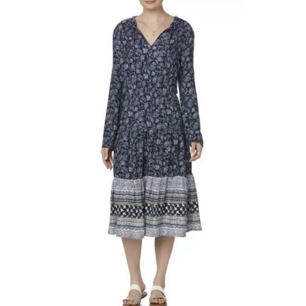 Simple Styled Womens Missy Peasant Midi Dress